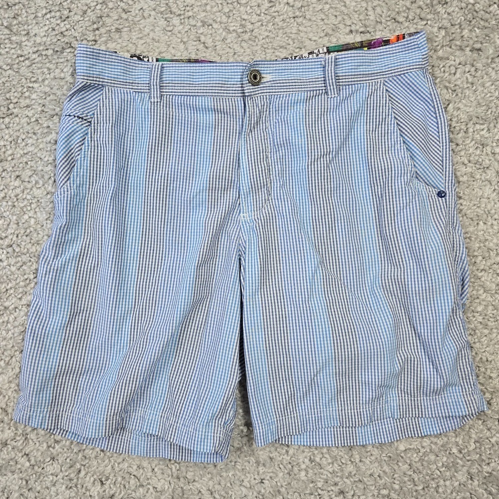 Lululemon Seersucker Shorts‎ Mens 36 Blue White Striped Casual Coastal Preppy